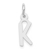 10k White Gold Small Slanted Block Initial K Charm