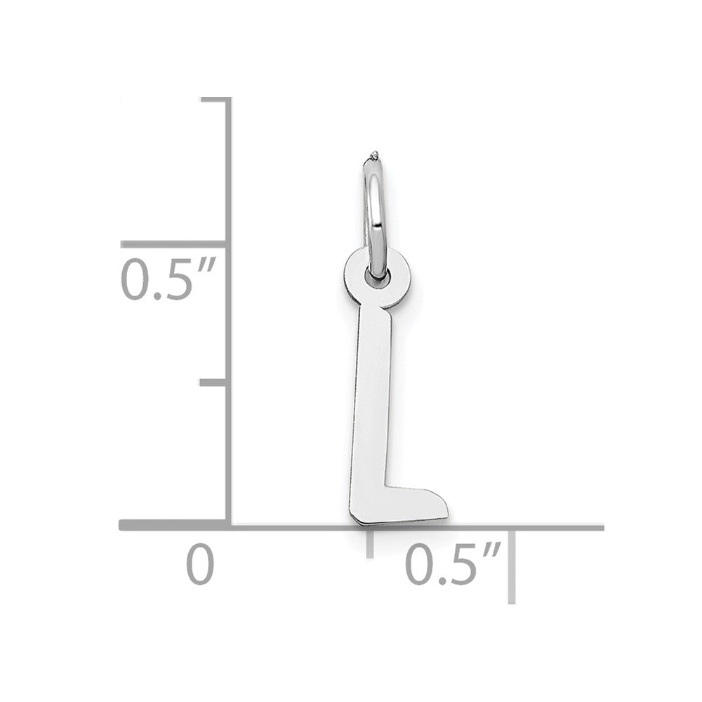 10k White Gold Small Slanted Block Initial L Char