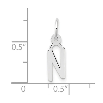 10k White Gold Small Slanted Block Initial N Charm