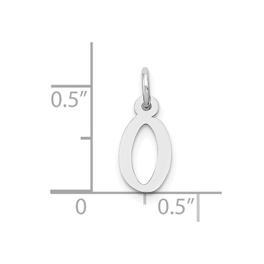 10k White Gold Small Slanted Block Initial O Charm