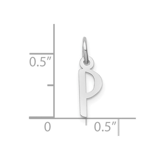 10k White Gold Small Slanted Block Initial P Charm