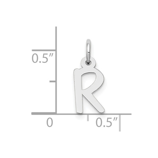 10k White Gold Small Slanted Block Initial R Charm