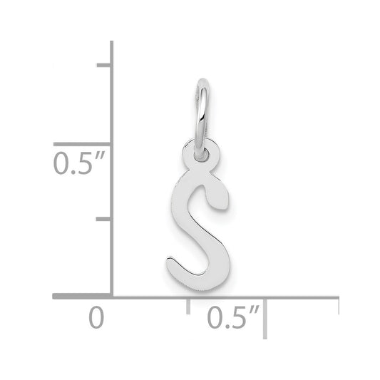 10k White Gold Small Slanted Block Initial S Charm