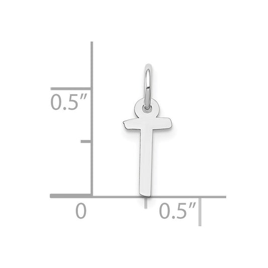 10k White Gold Small Slanted Block Initial T Charm