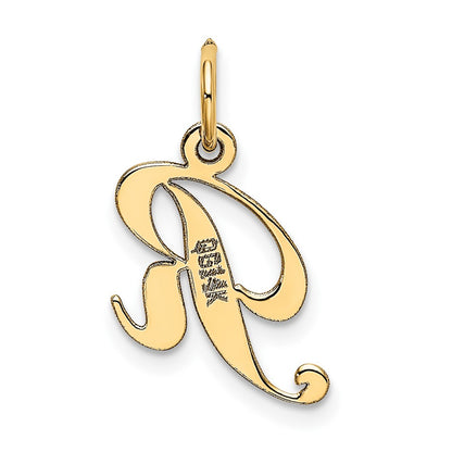 10K Medium Fancy Script Initial R Charm
