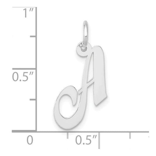 10k White Gold Medium Fancy Script Initial A Charm