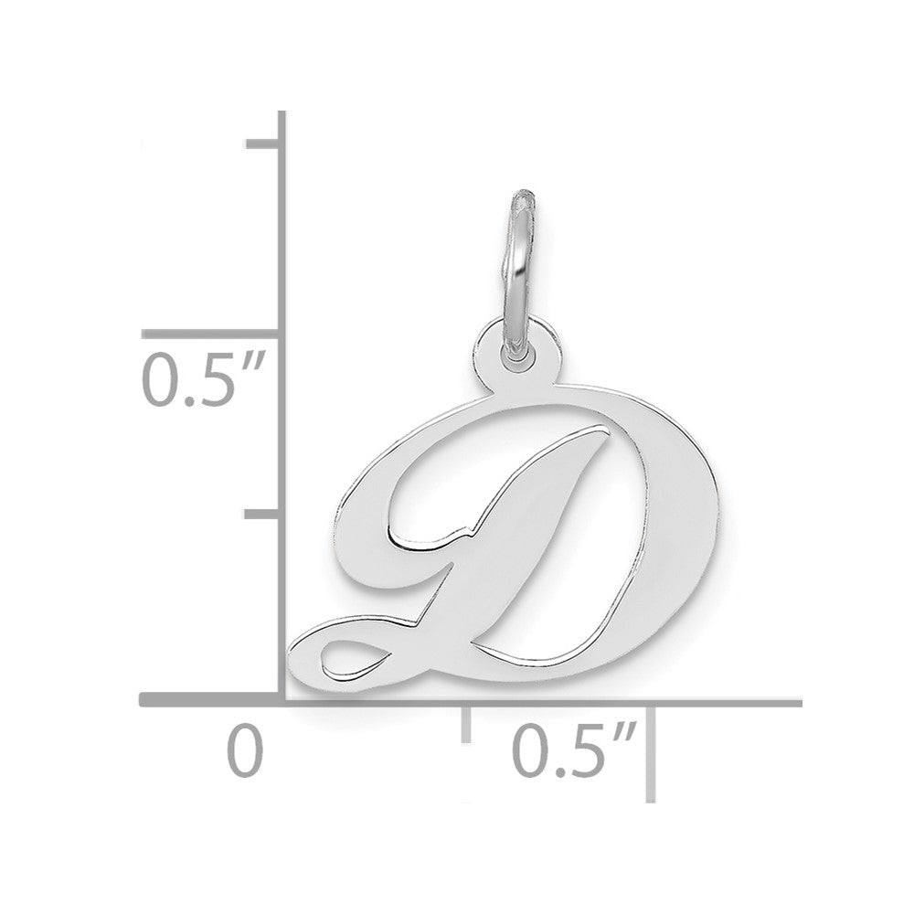 10k White Gold Medium Fancy Script Initial D Charm