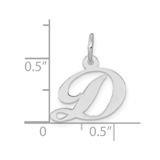 10k White Gold Medium Fancy Script Initial D Charm