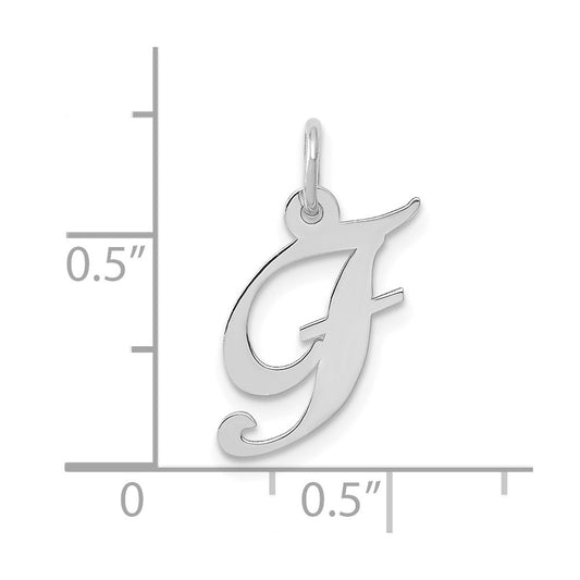 10k White Gold Medium Fancy Script Initial F Charm