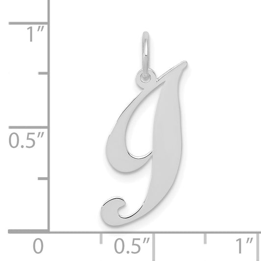 10k White Gold Medium Fancy Script Initial I Charm