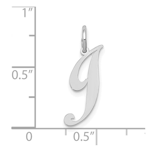10k White Gold Medium Fancy Script Initial J Charm