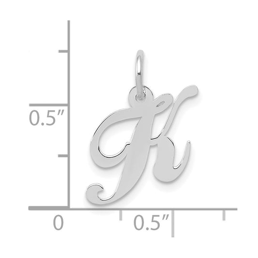 10k White Gold Medium Fancy Script Initial K Charm