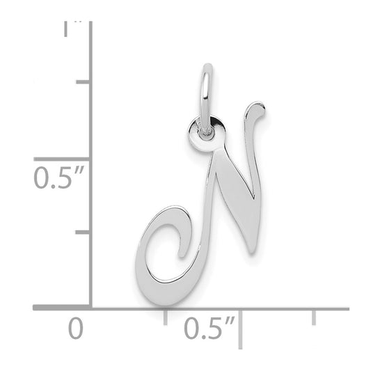 10k White Gold Medium Fancy Script Initial N Charm