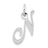 10k White Gold Medium Fancy Script Initial N Charm