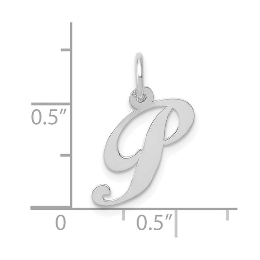 10k White Gold Medium Fancy Script Initial P Charm