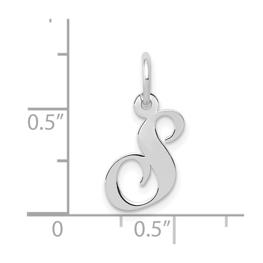 10k White Gold Medium Fancy Script Initial S Charm