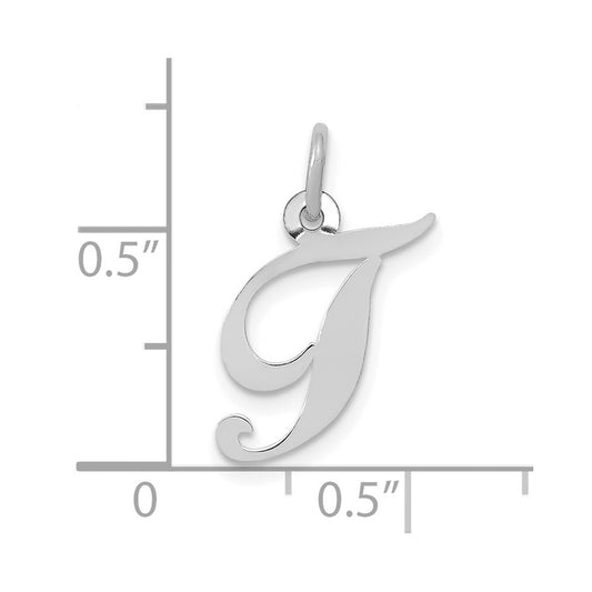 10k White Gold Medium Fancy Script Initial T Charm
