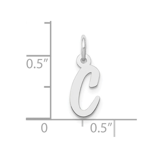 10k White Gold Small Script Initial C Charm