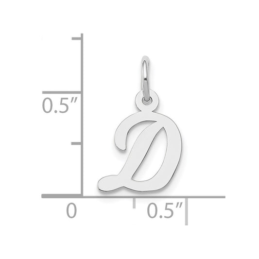 10k White Gold Small Script Initial D Charm