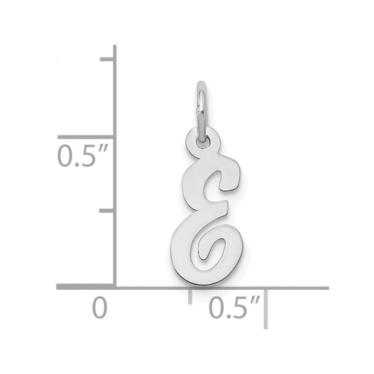 10k White Gold Small Script Initial E Charm