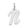 10k White Gold Small Script Initial N Charm