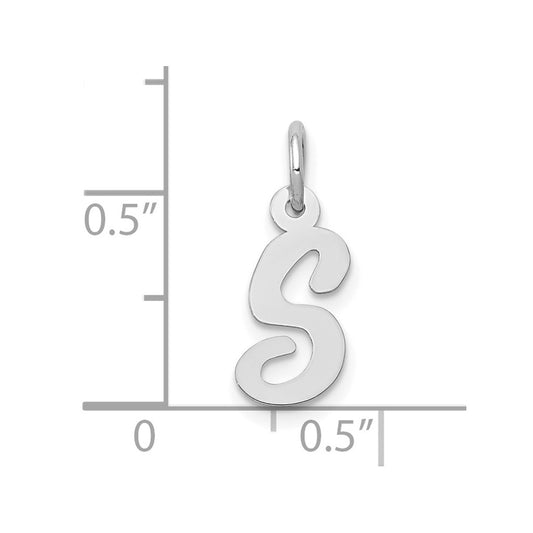 10k White Gold Small Script Initial S Charm