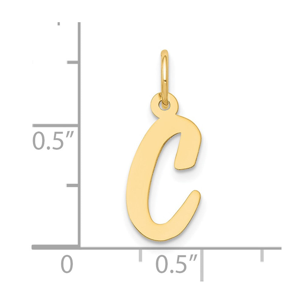 10K Medium Script Letter C Initial Charm