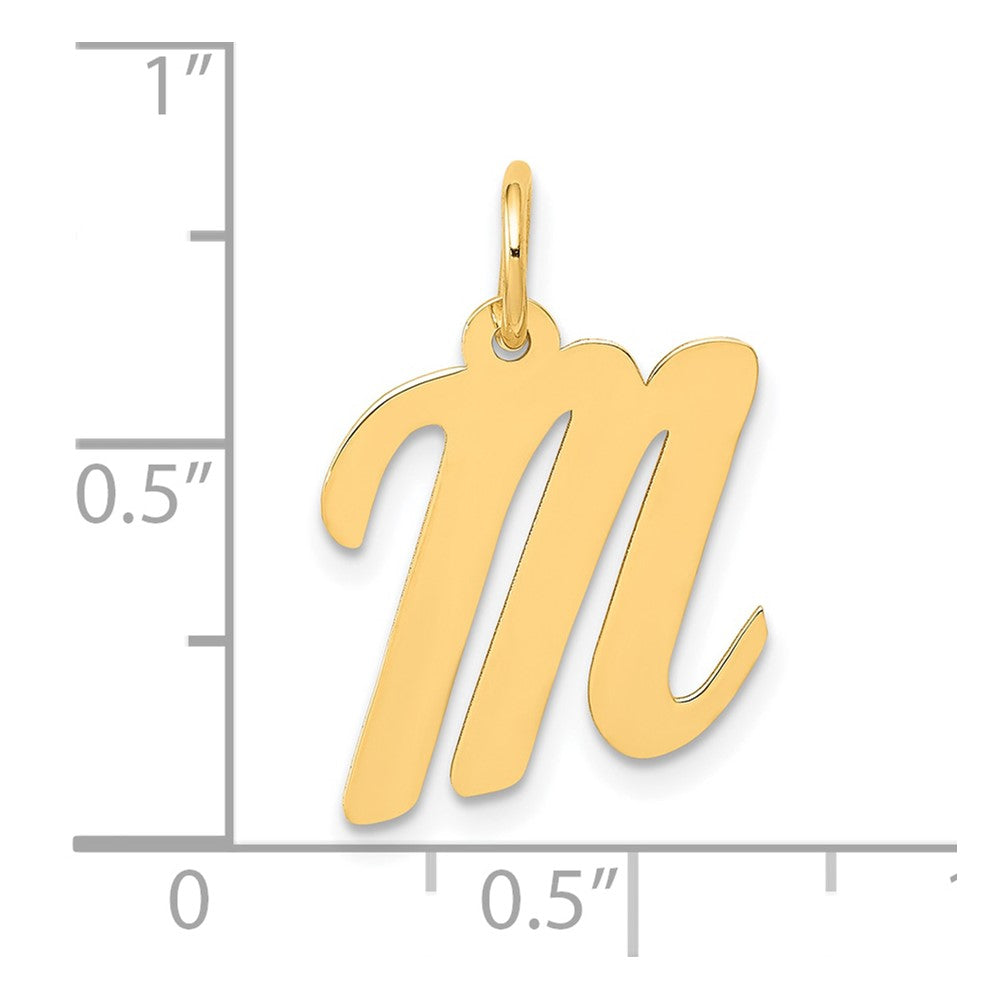 10K Medium Script Letter M Initial Charm