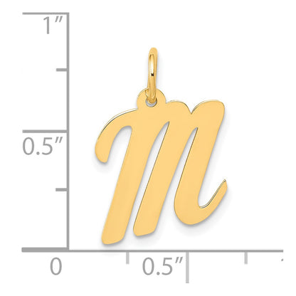 10K Medium Script Letter M Initial Charm