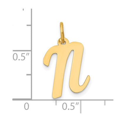 10K Medium Script Letter N Initial Charm