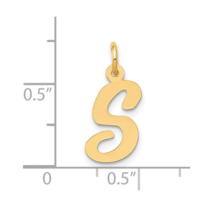 10K Medium Script Letter S Initial Charm