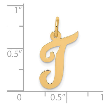 10K Medium Script Letter T Initial Charm