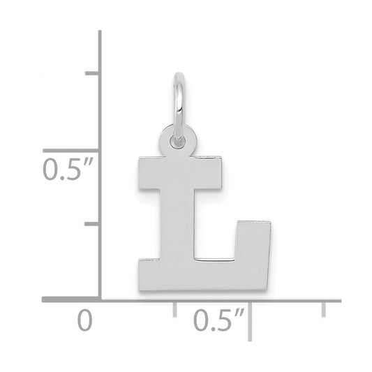10k White Gold Small Block Initial L Charm