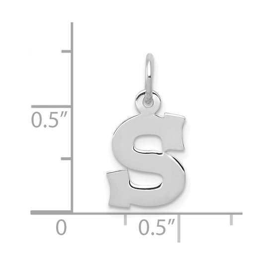 10k White Gold Small Block Initial S Charm