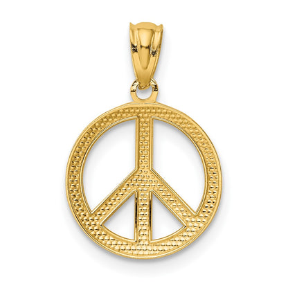 10k Polished Peace Sign Pendant