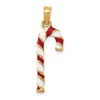 10k 3-D Red and White Enameled Candy Cane Pendant
