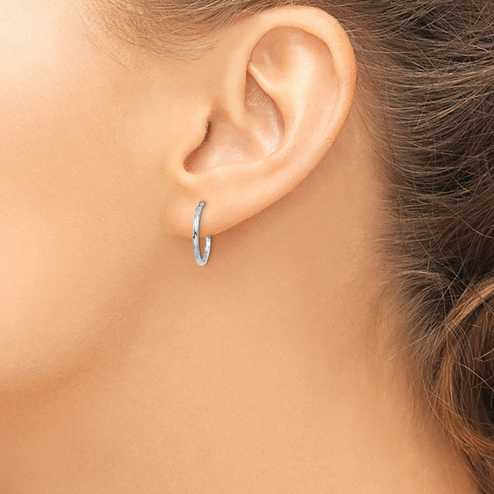 10k White Gold Twisted Hoop Earrings