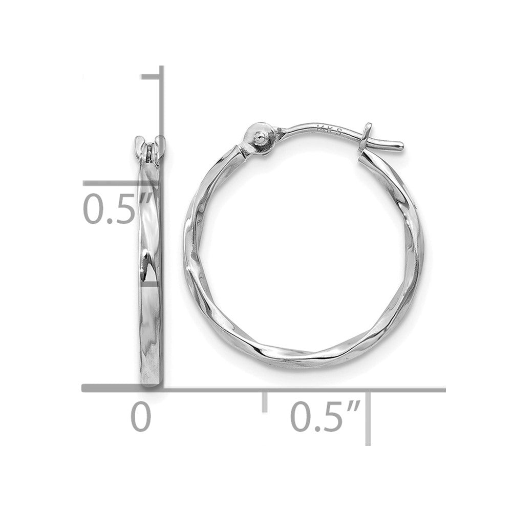 10k White Gold Twisted Hoop Earrings