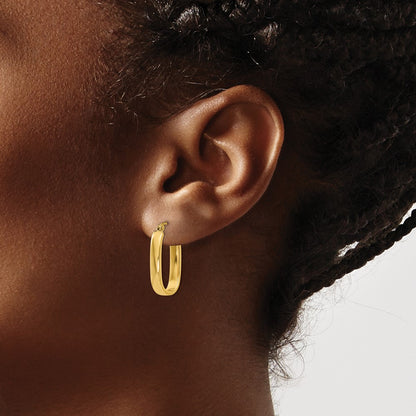 10K Polished 3.5mm Oval Hoop Earrings