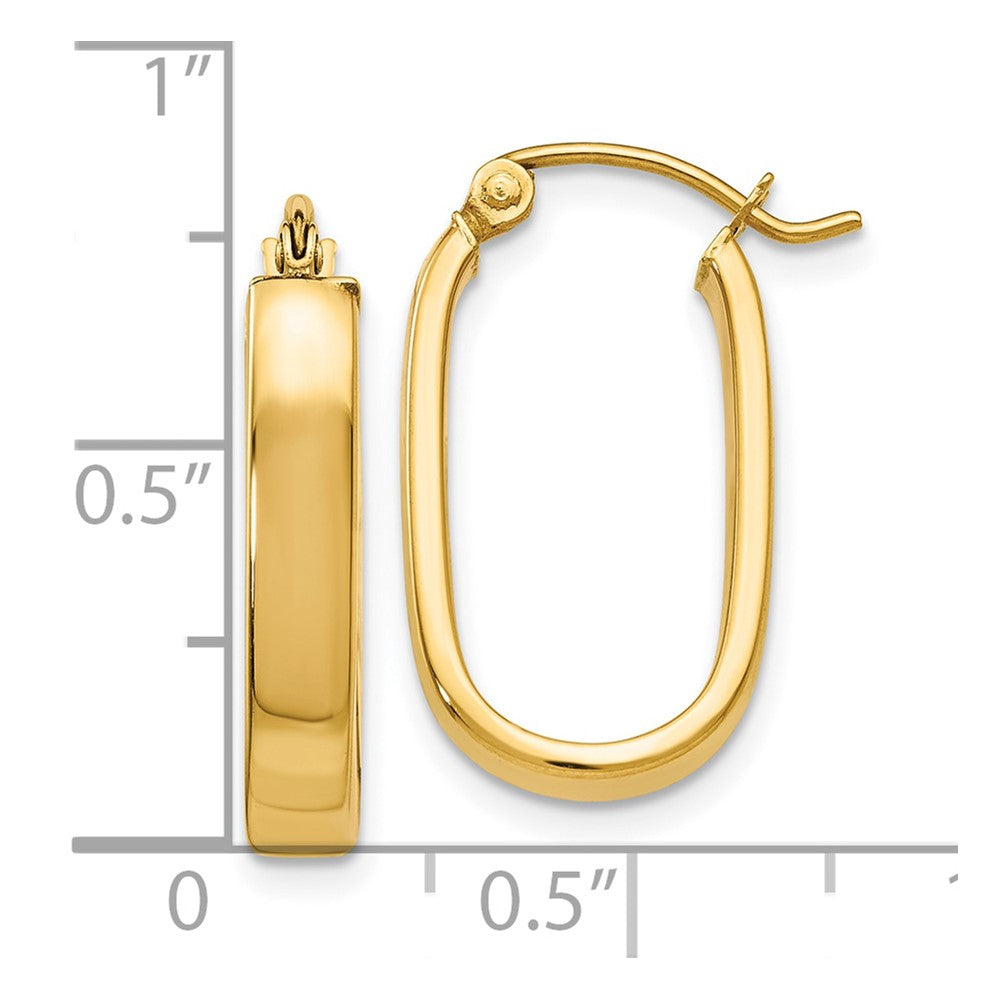 10K Polished 3.5mm Oval Hoop Earrings