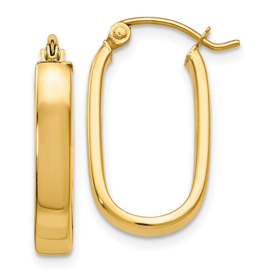 10K Polished 3.5mm Oval Hoop Earrings