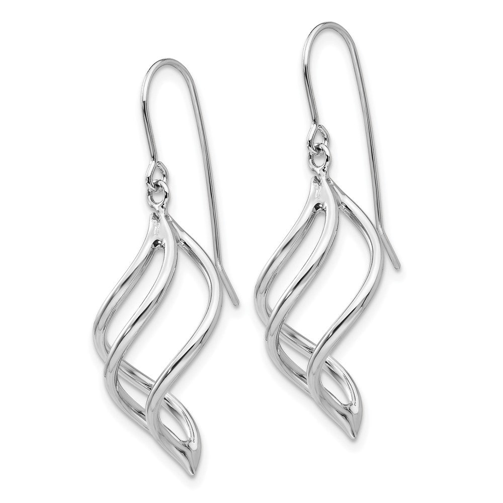 10k White Gold Short Twisted Dangle Shepherd Hook Earrings
