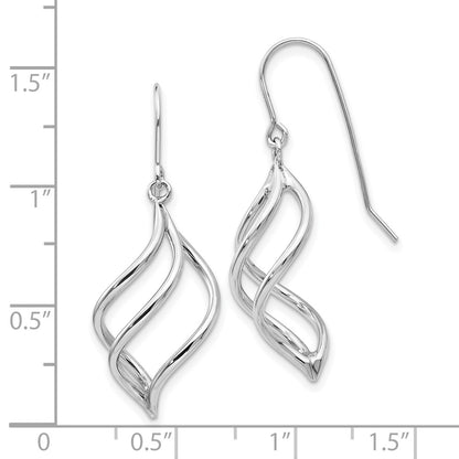 10k White Gold Short Twisted Dangle Shepherd Hook Earrings