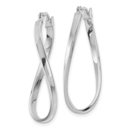 10k White Gold Twisted Hoop Earrings