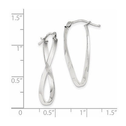 10k White Gold Twisted Hoop Earrings