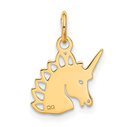 10k Satin Diamond-cut Unicorn Head Charm
