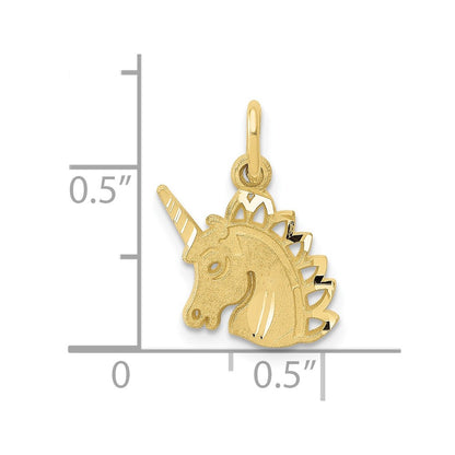 10k Satin Diamond-cut Unicorn Head Charm