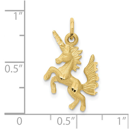 10k Satin Diamond-cut Dancing Unicorn Charm
