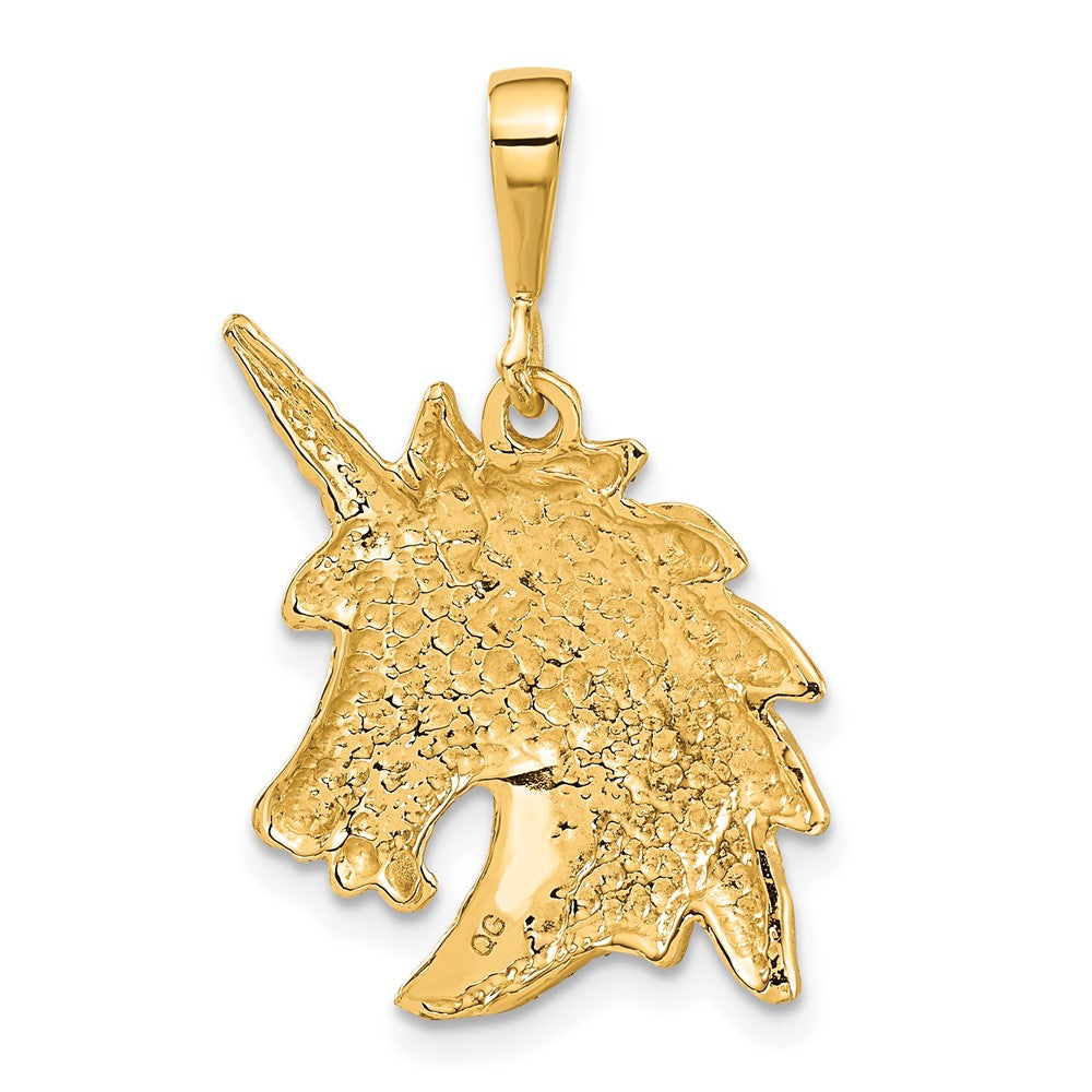 10k Satin Diamond-cut Unicorn Head Charm