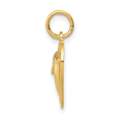 10k Dolphin in Heart Charm